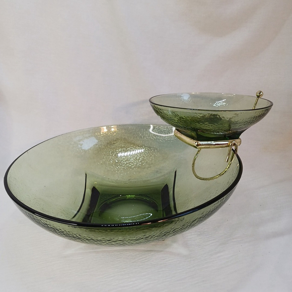 Hazel Atlas Avocado Green Chip and Dip Set - Picture 1 of 10